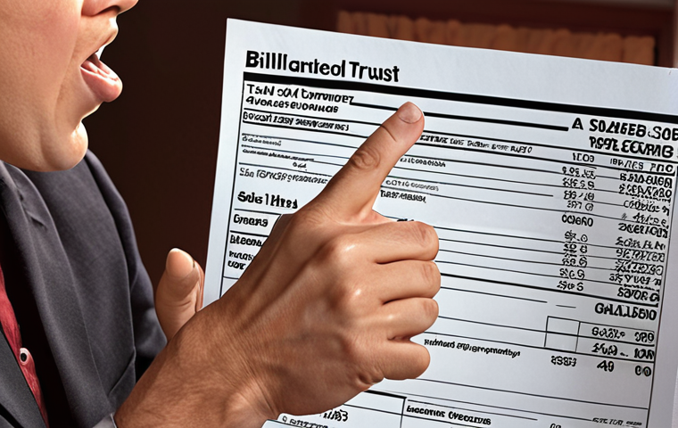 A customer angrily pointing at a bill with exaggerated numbers, with a frustrated expression. Text overlay: "Billing Errors: A Fatal Blow to Customer Trust."